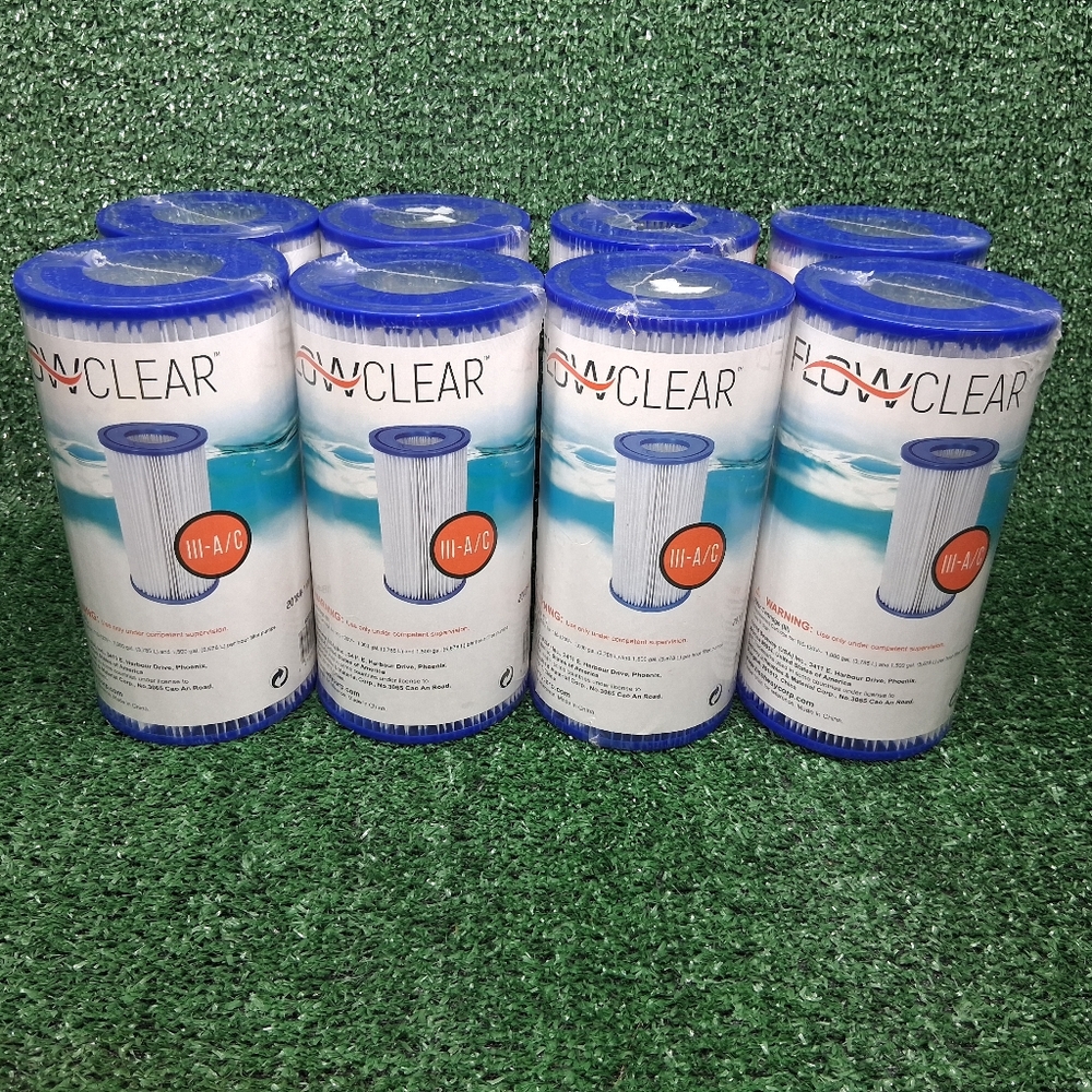 8-pack A or C Type III Bestway Flowclear Swimming Pool Filter Cartridge #58012E